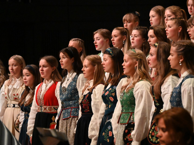 The Nidaros Cathedral Girls’ Choir sang again as the guests departed from the cathedral. Photo: Sven Gj. Gjeruldsen, The Royal Court